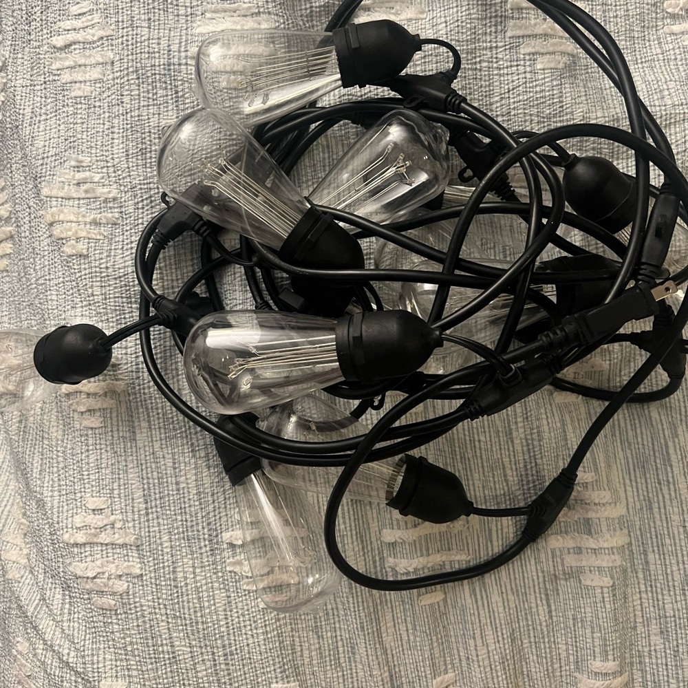 Black String Lights with Clear Bulbs